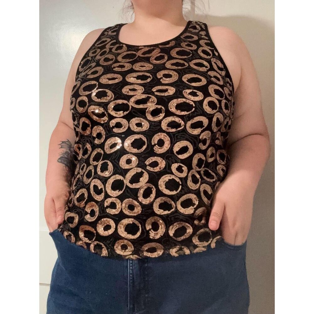 Dots Black and Gold Sequin Tank Top